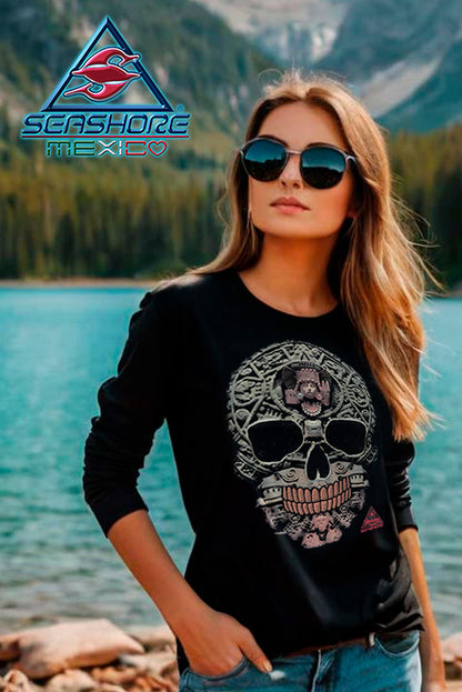 PLAYERA DAMA ESTAMPADA MANGA LARGA CALAVERA SEASHORE