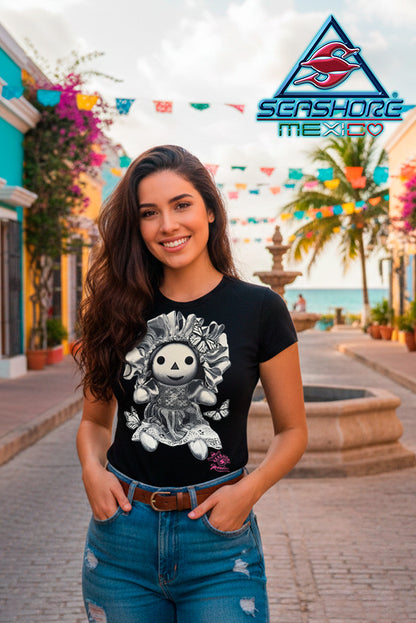 PLAYERA DAMA MUÑEQUITA BRILLITOS