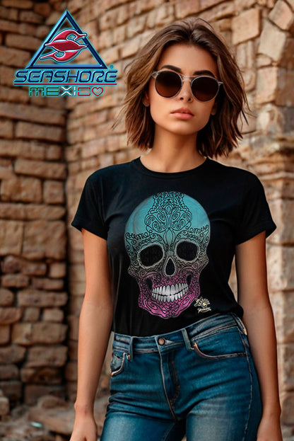 PLAYERA DAMA CALAVERA SEASHORE