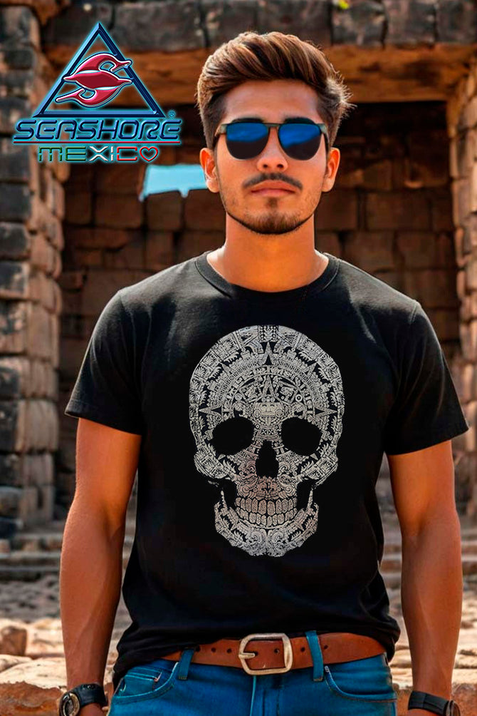 PLAYERA CABALLERO CALAVERA PLATEADA
