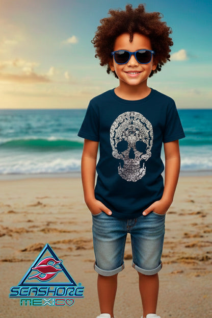 PLAYERA NIÑO CALAVERA BRILLANTE