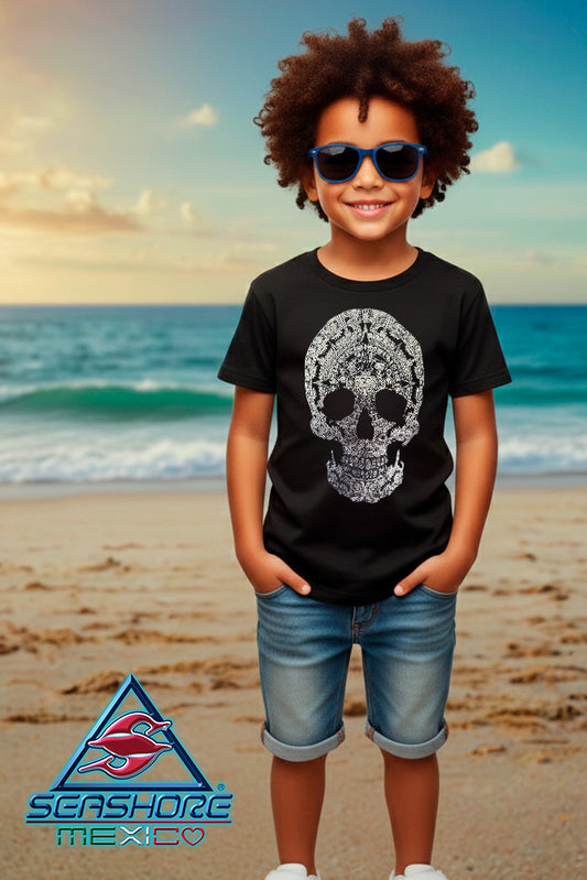 PLAYERA NIÑO CALAVERA BRILLANTE
