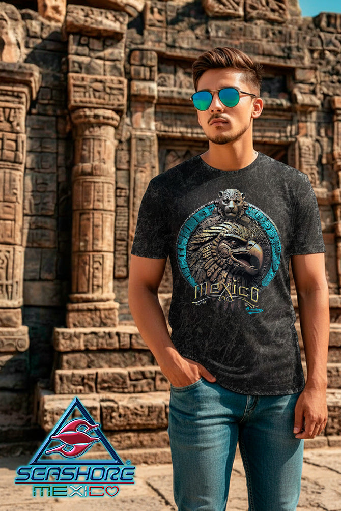 PLAYERA PREMIUM CABALLERO ESCUDO AZTECA SEASHORE