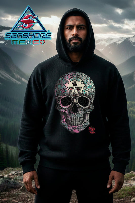 SUDADERA GRUESA CON CAPUCHA CABALLERO CALAVERA BRILLANTE