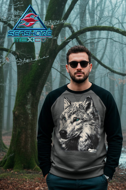 SUDADERA RANGLAN CABALLERO LOBO BLANCO