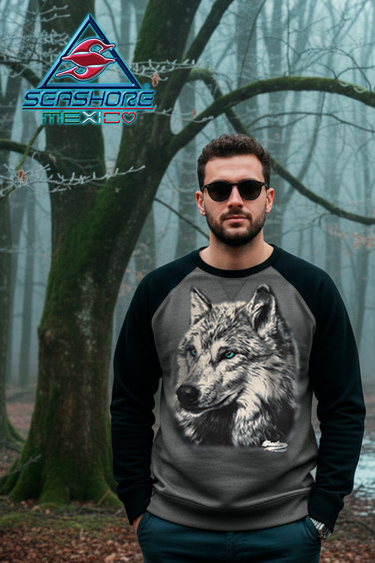 SUDADERA RANGLAN CABALLERO LOBO BLANCO