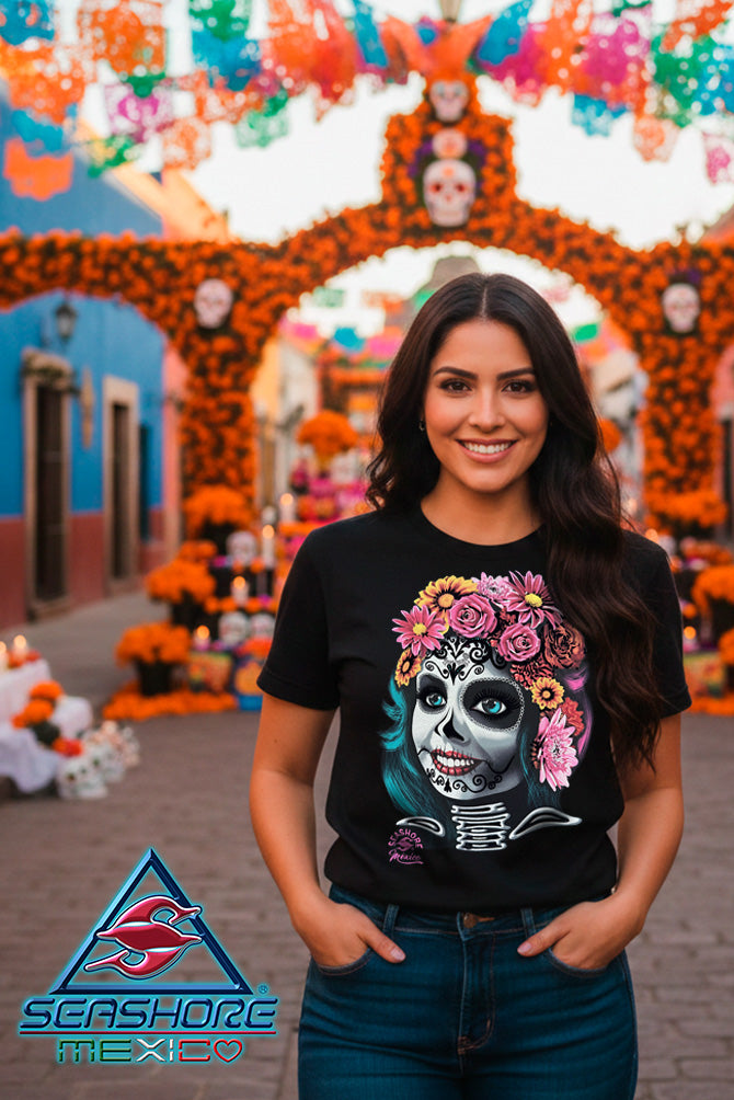 PLAYERA DAMA CATRINA HUESITOS