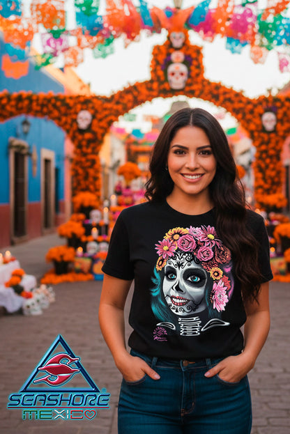 PLAYERA DAMA CATRINA HUESITOS