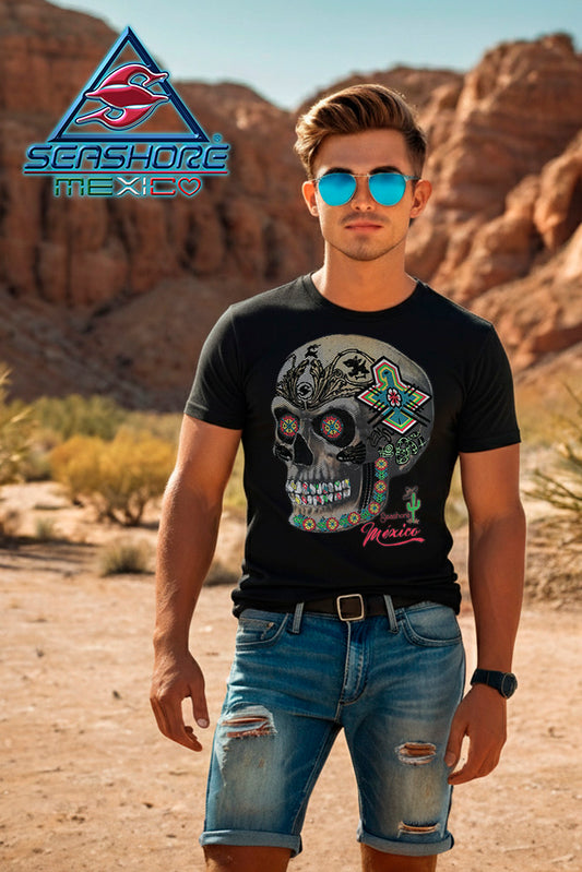PLAYERA CABALLERO CALAVERA HUICHOLA