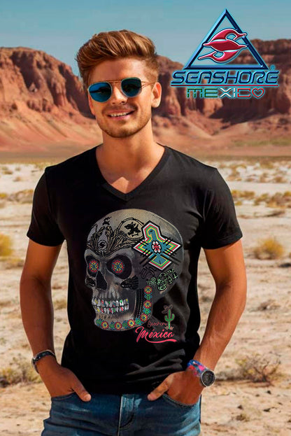 PLAYERA CABALLERO CALAVERA HUICHOL SEASHORE