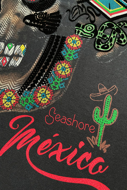 PLAYERA CABALLERO CALAVERA HUICHOL SEASHORE