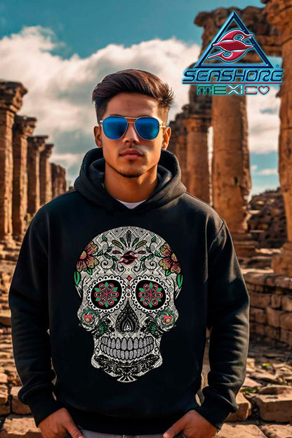 SUDADERA CON CAPUCHA CABALLERO CALAVERA MEXICANA