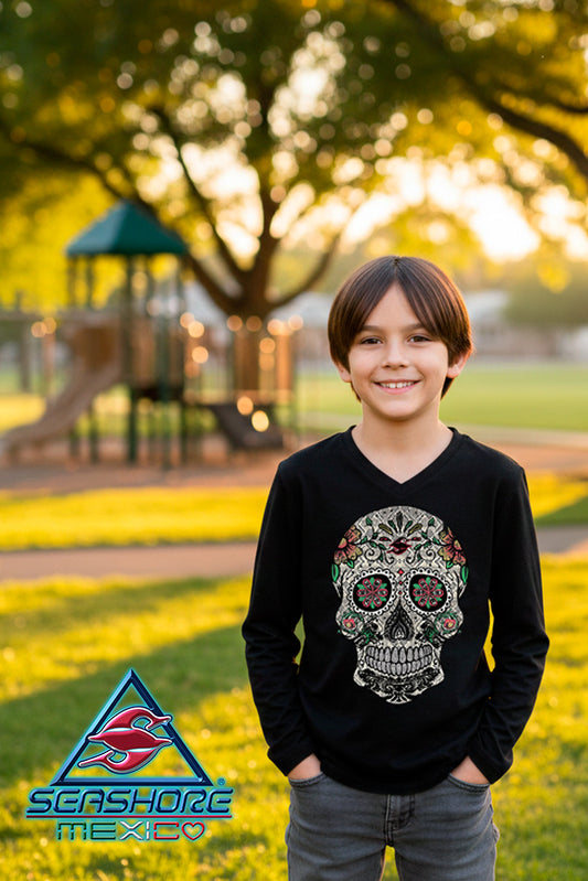 PLAYERA  NIÑO CALAVERA KPUNTADA