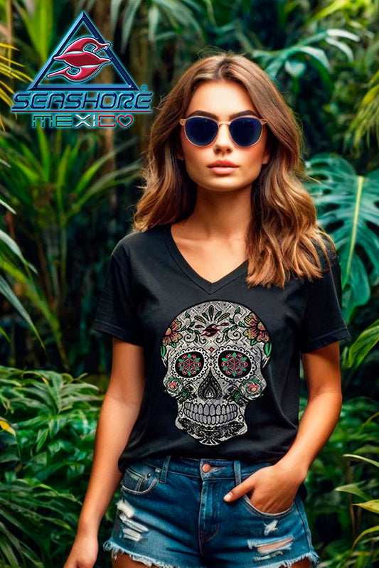 PLAYERA DAMA CALAVERA SEASHORE
