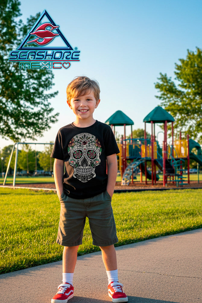 PLAYERA  NIÑO CALAVERA KPUNTADA