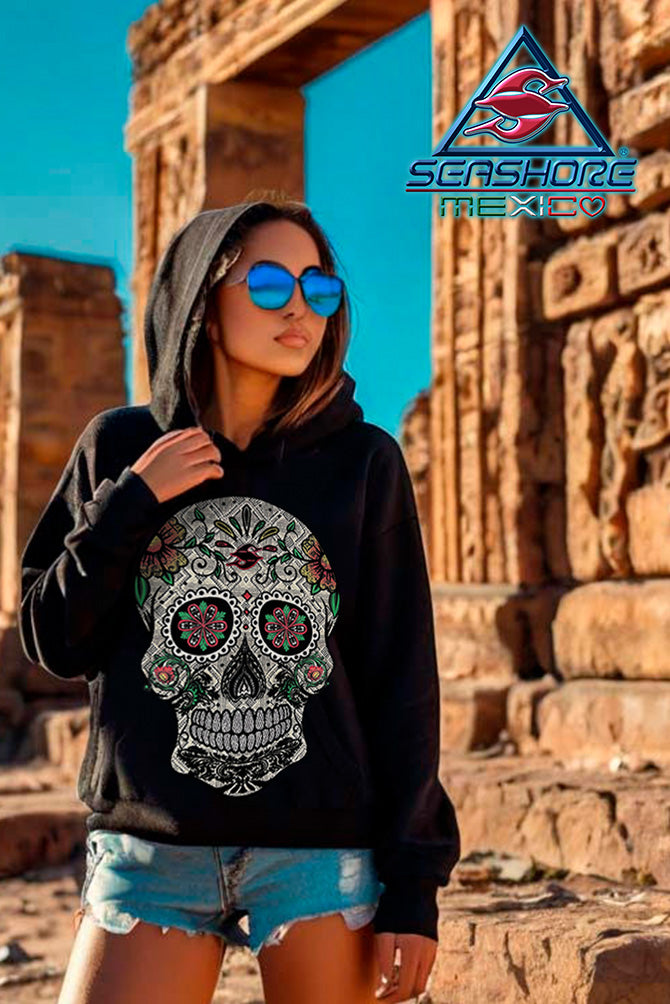 SUDADERA CON CAPUCHA ESTAMPADA DAMA CALAVERA SEASHORE