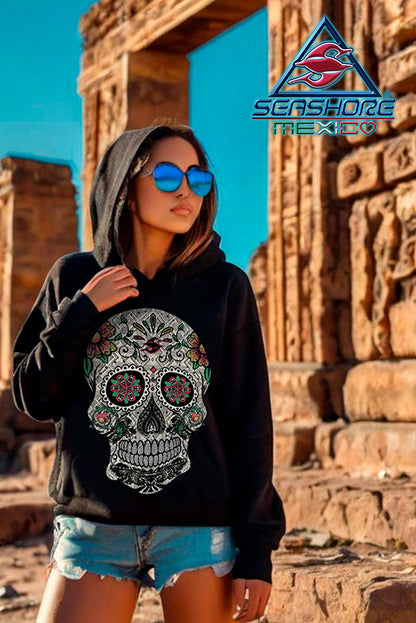 SUDADERA CON CAPUCHA ESTAMPADA DAMA CALAVERA SEASHORE