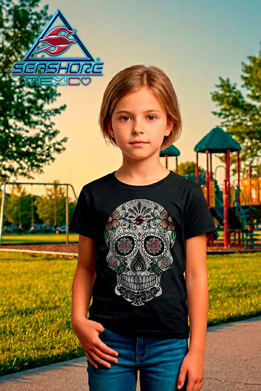 PLAYERA  NIÑA CALAVERA KPUNTADA