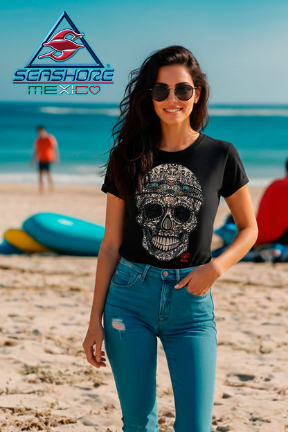 PLAYERA DAMA CALAVERA MISTICA
