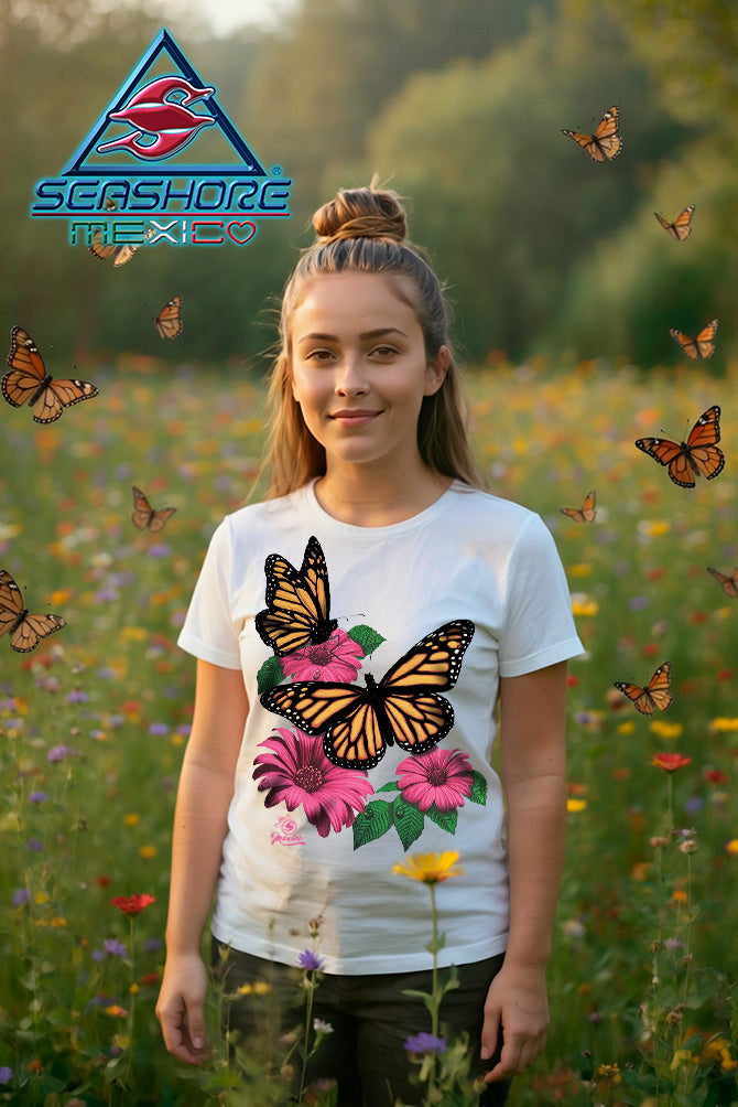 PLAYERA DAMA MARIPOSA MONARCA