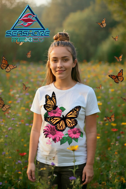 PLAYERA DAMA MARIPOSA MONARCA