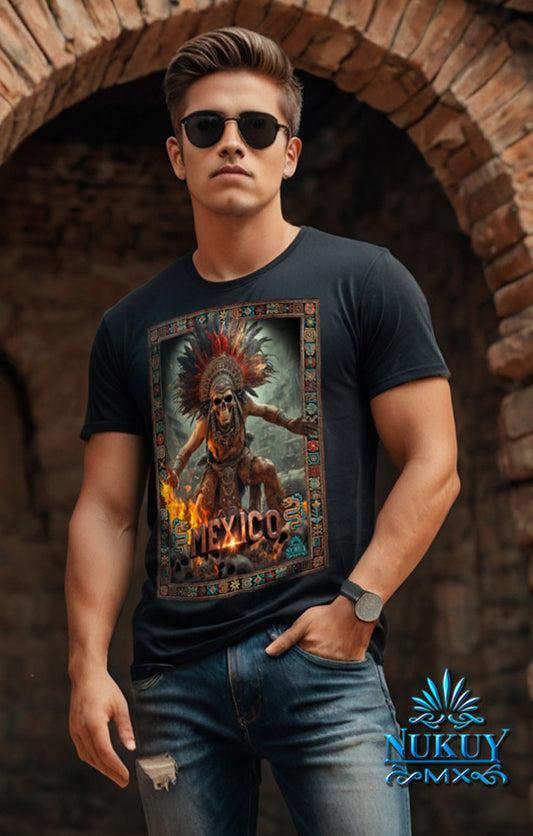 PLAYERA CABALLERO CALAVERA CENIZAS AZTECA