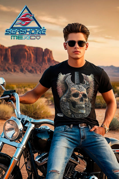 PLAYERA CABALLERO GUITARRA CON PEDRERIA