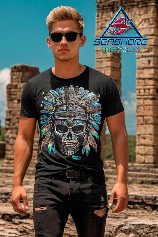PLAYERA CABALLERO MITOLOGIA AZTECA CON PEDRERIA