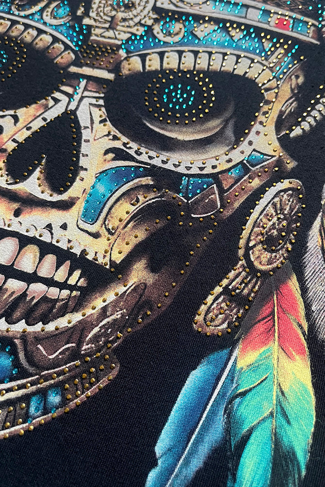 PLAYERA CABALLERO MITOLOGIA AZTECA CON PEDRERIA