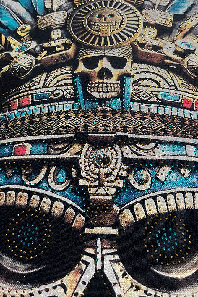 PLAYERA CABALLERO MITOLOGIA AZTECA CON PEDRERIA