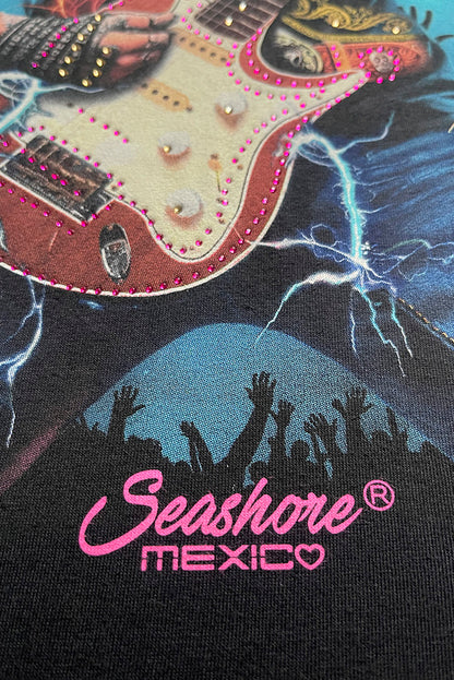 PLAYERA CABALLERO ROCKERA CON PEDRERIA