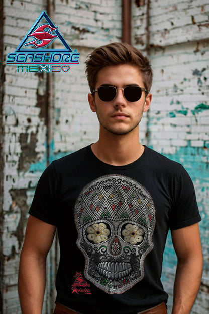 PLAYERA CABALLERO CALAVERA PESPUNTES