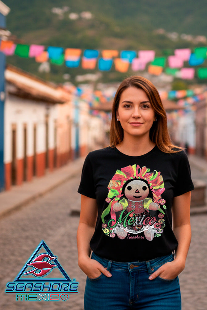 PLAYERA DAMA MUÑEQUITA PUNTADITAS