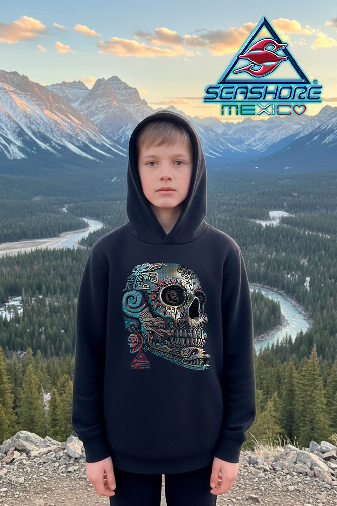 SUDADERA GRUESA CON CAPUCHA NIÑO CALAVERA RAICES
