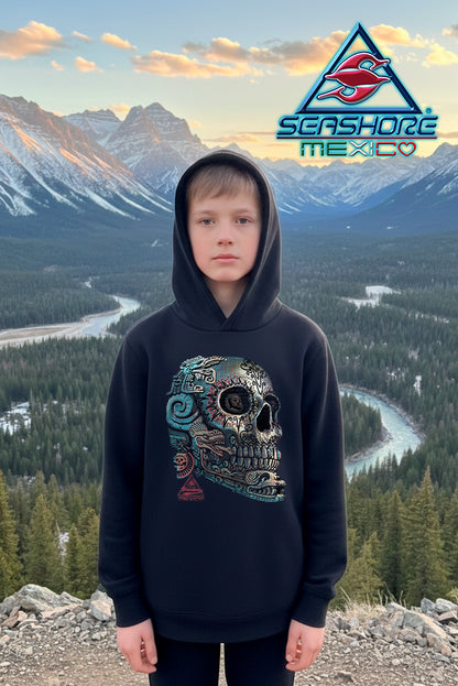 SUDADERA GRUESA CON CAPUCHA NIÑO CALAVERA RAICES