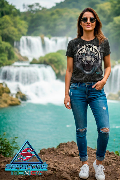 PLAYERA PREMIUM DAMA TIGRE BLANCO SEASHORE