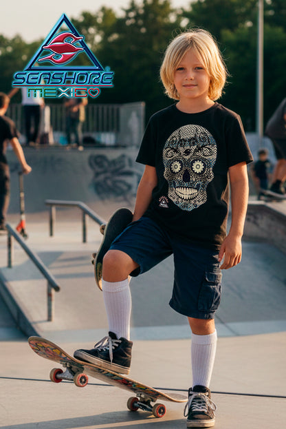 PLAYERA NIÑO CALAVERA DORADA