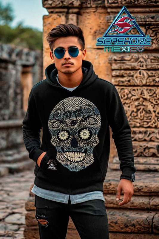SUDADERA CON CAPUCHA CABALLERO CALAVERA DORADA