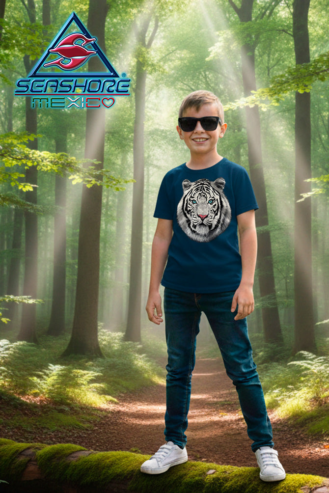PLAYERA NIÑO TIGRE BLANCO