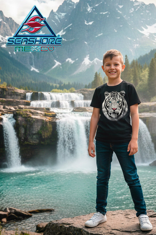 PLAYERA NIÑO TIGRE BLANCO