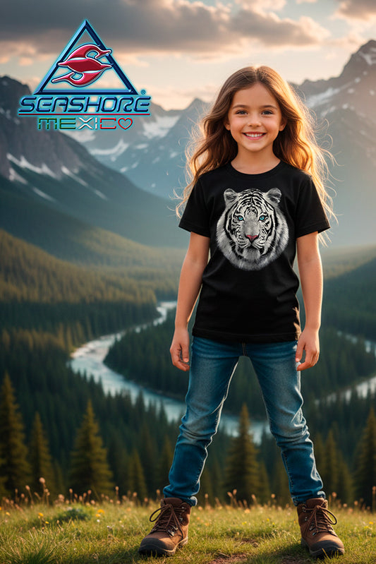 PLAYERA NIÑA TIGRE BLANCO