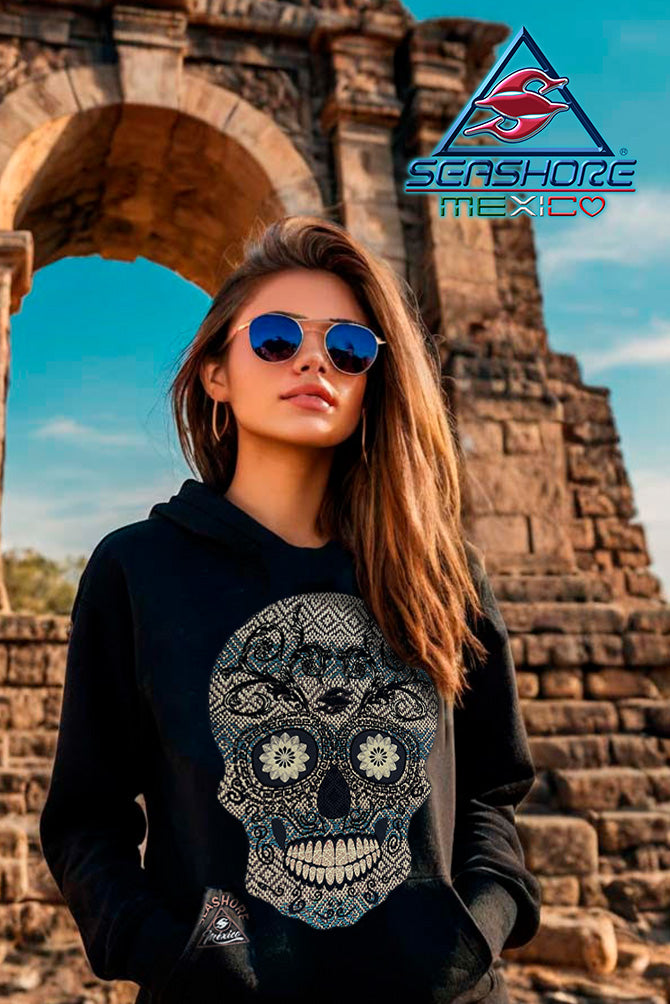 SUDADERA CON CAPUCHA DAMA CALAVERA BRILLANTE